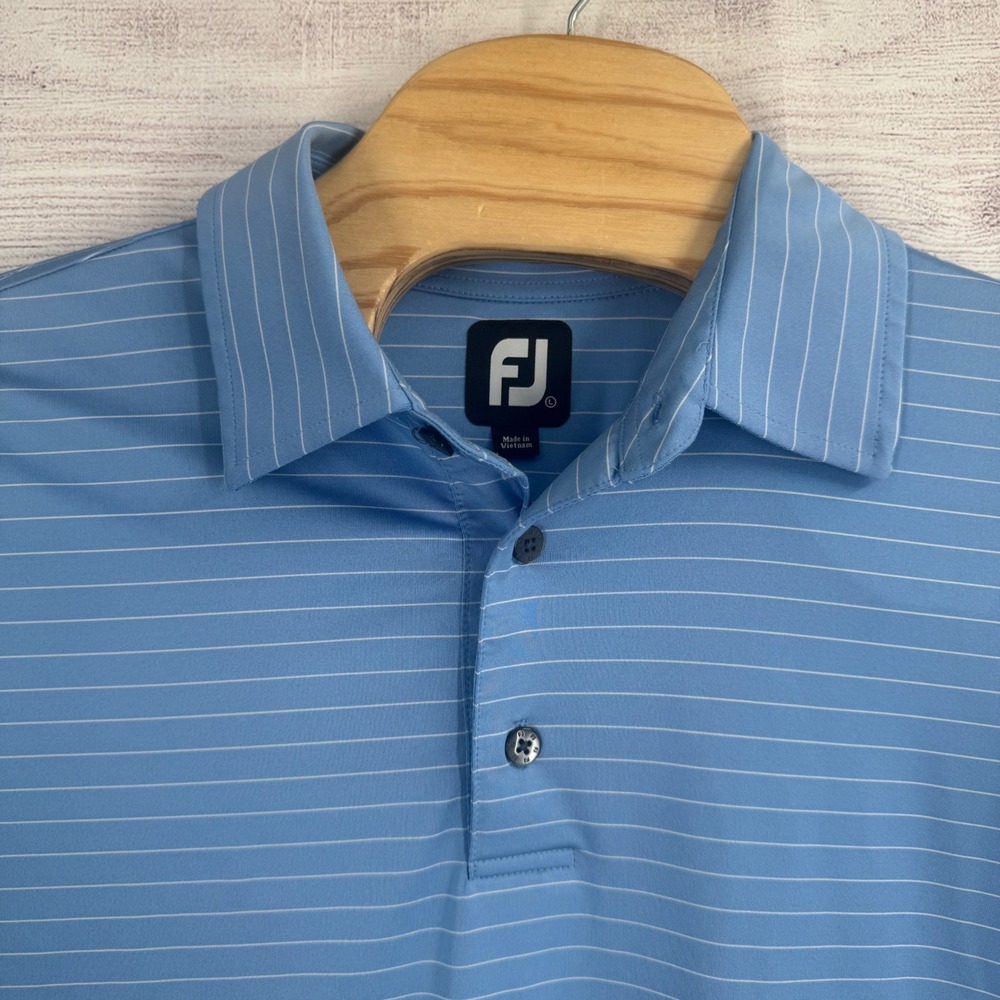 FootJoy Mens Golf Polo Shirt Large‎ Striped Short Sleeve Athletic Performance